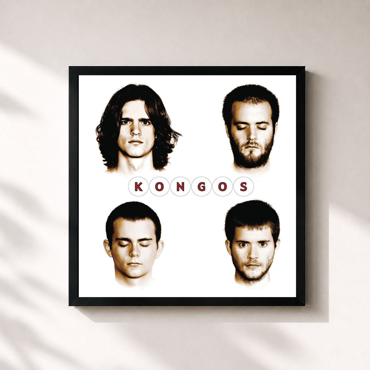 #noir Tableau carré de l'album KONGOS de Kongos, cadre noir 32x32 cm