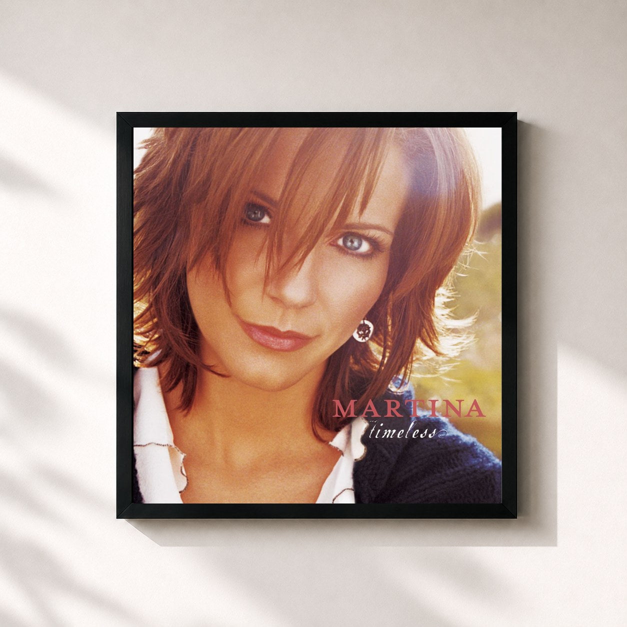 #noir Tableau carré de l'album Timeless de Martina McBride, cadre noir 32x32 cm