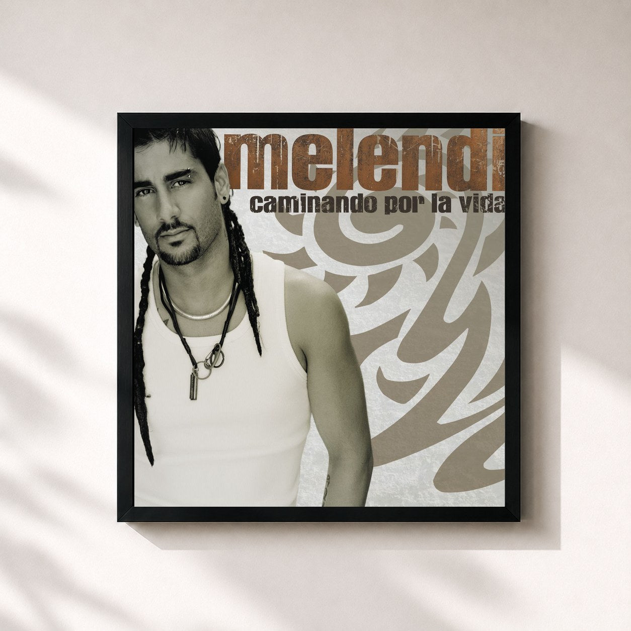 #noir Tableau carré de l'album Caminando Por La Vida (USA Release) de Melendi, cadre noir 32x32 cm