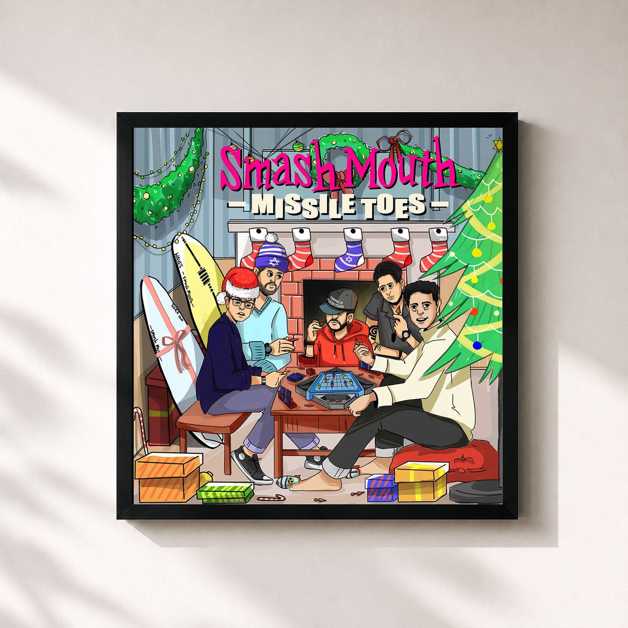 #noir Tableau carré de l'album MISSILE TOES de Smash Mouth, cadre noir 32x32 cm