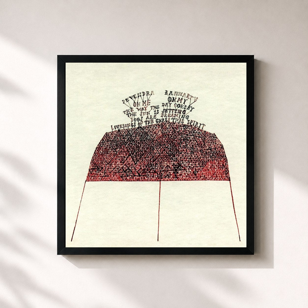 #noir Tableau carré de l'album oh me oh My.... de Devendra Banhart, cadre noir 32x32 cm