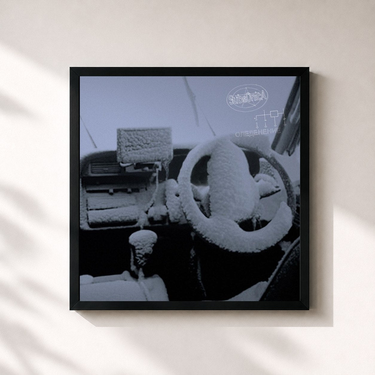 #noir Tableau carré de l'album L'Eclissi de Subsonica, cadre noir 32x32 cm