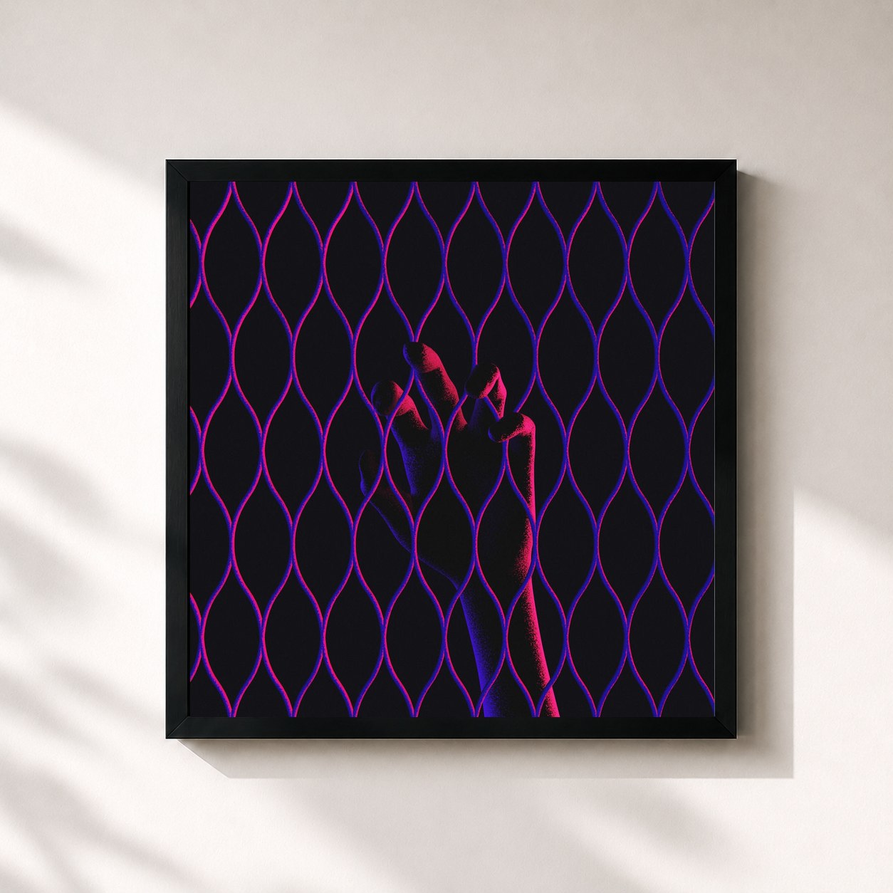 #noir Tableau carré de l'album around.away de Fhin, cadre noir 32x32 cm