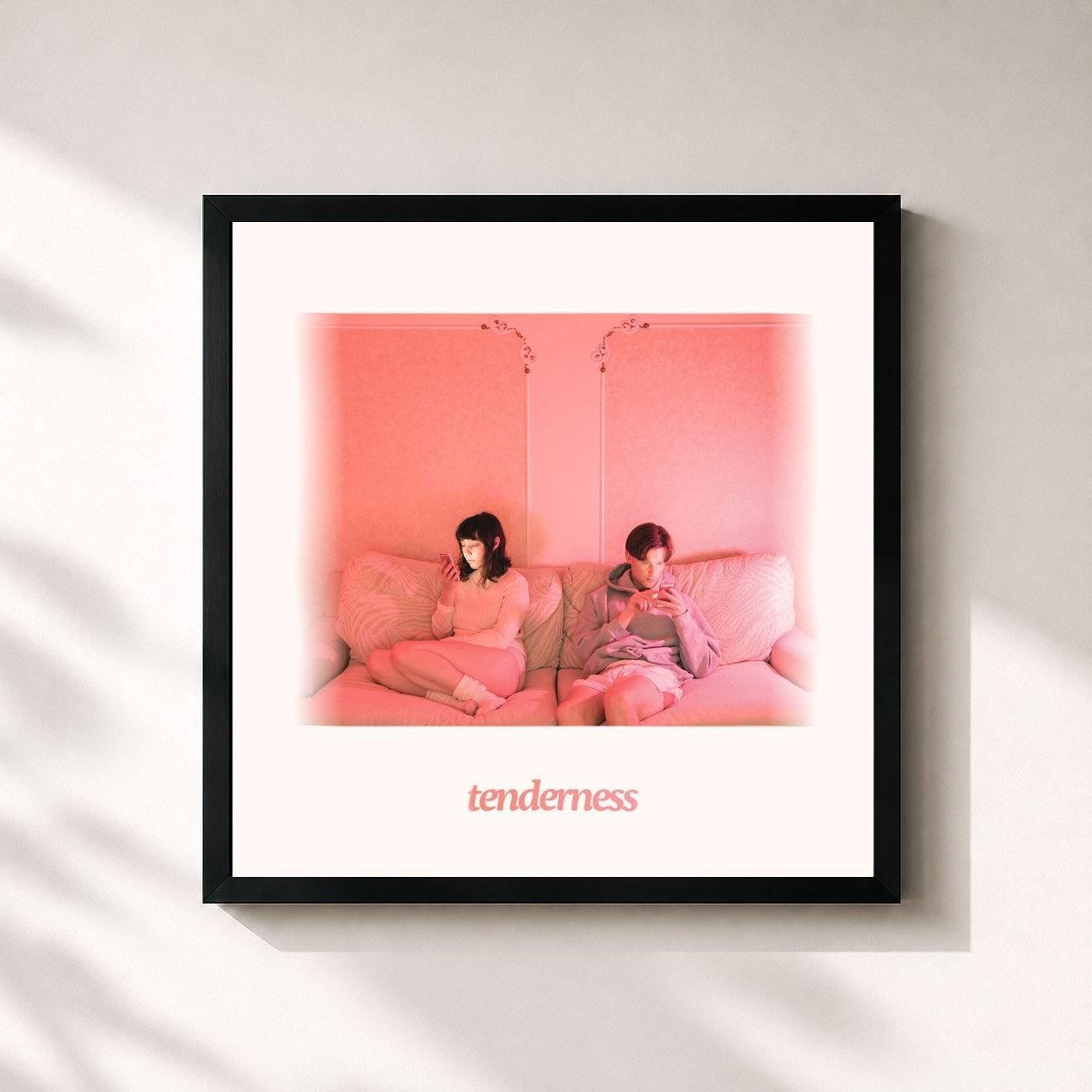 #noir Tableau carré de l'album Tenderness de Blue Hawaii, cadre noir 32x32 cm