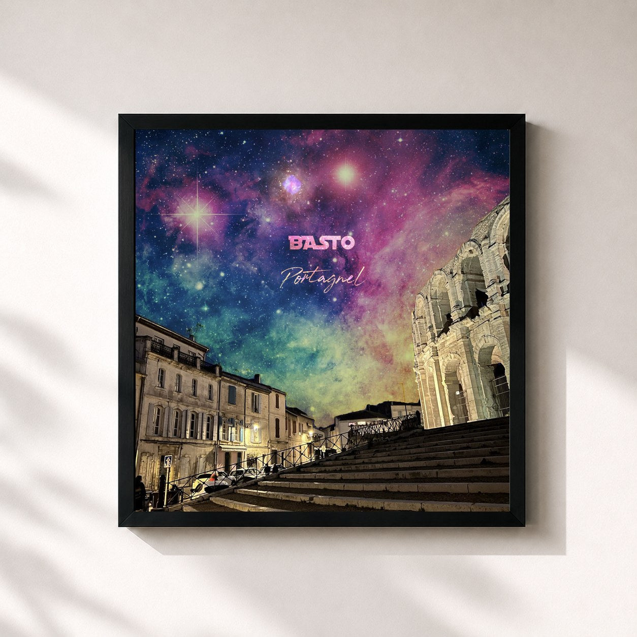 #noir Tableau carré de l'album Portagnel de Basto, cadre noir 32x32 cm