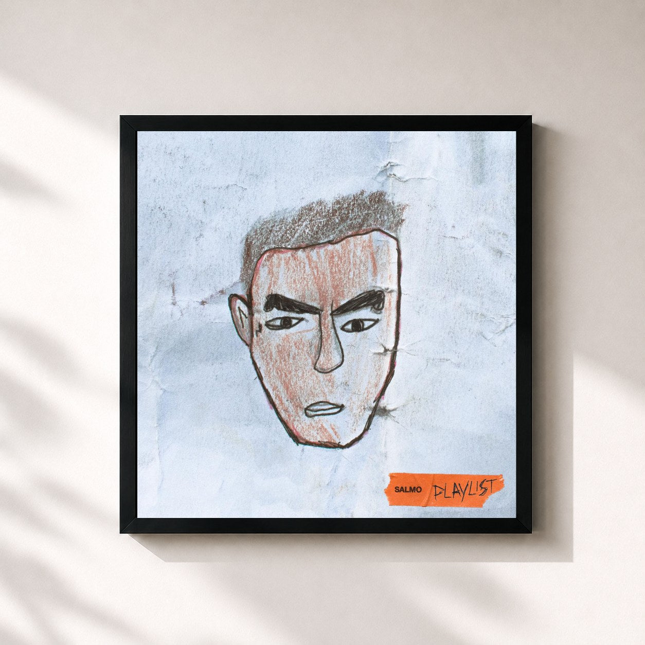 #noir Tableau carré de l'album Playlist de Salmo, cadre noir 32x32 cm