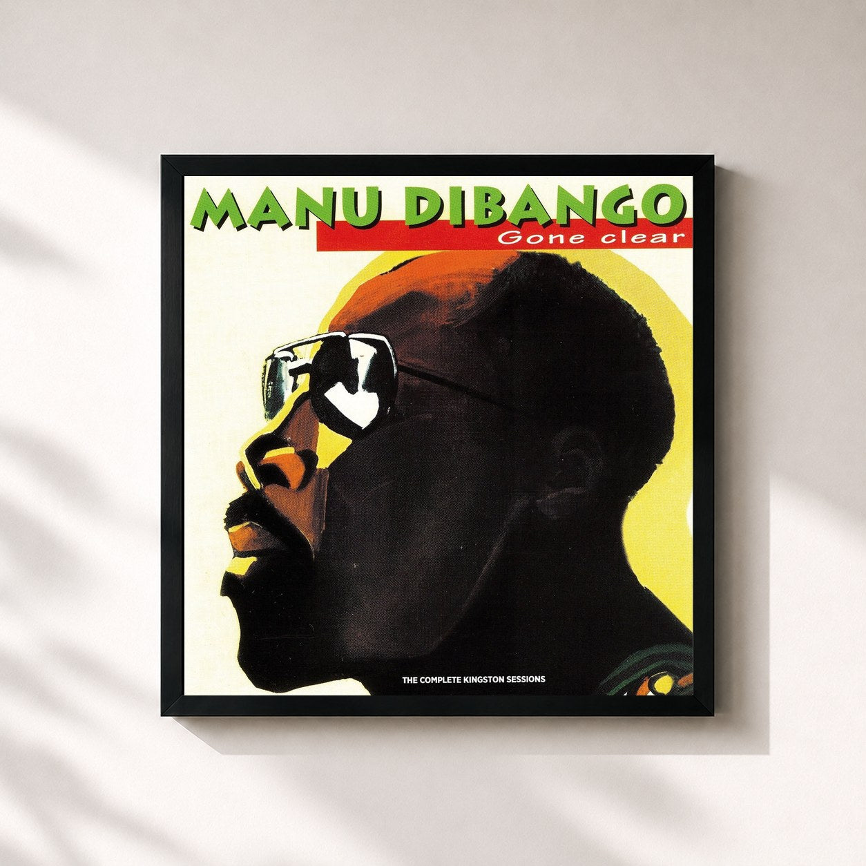#noir Tableau carré de l'album Gone Clear (The Complete Kingston Sessions) de Manu Dibango, cadre noir 32x32 cm