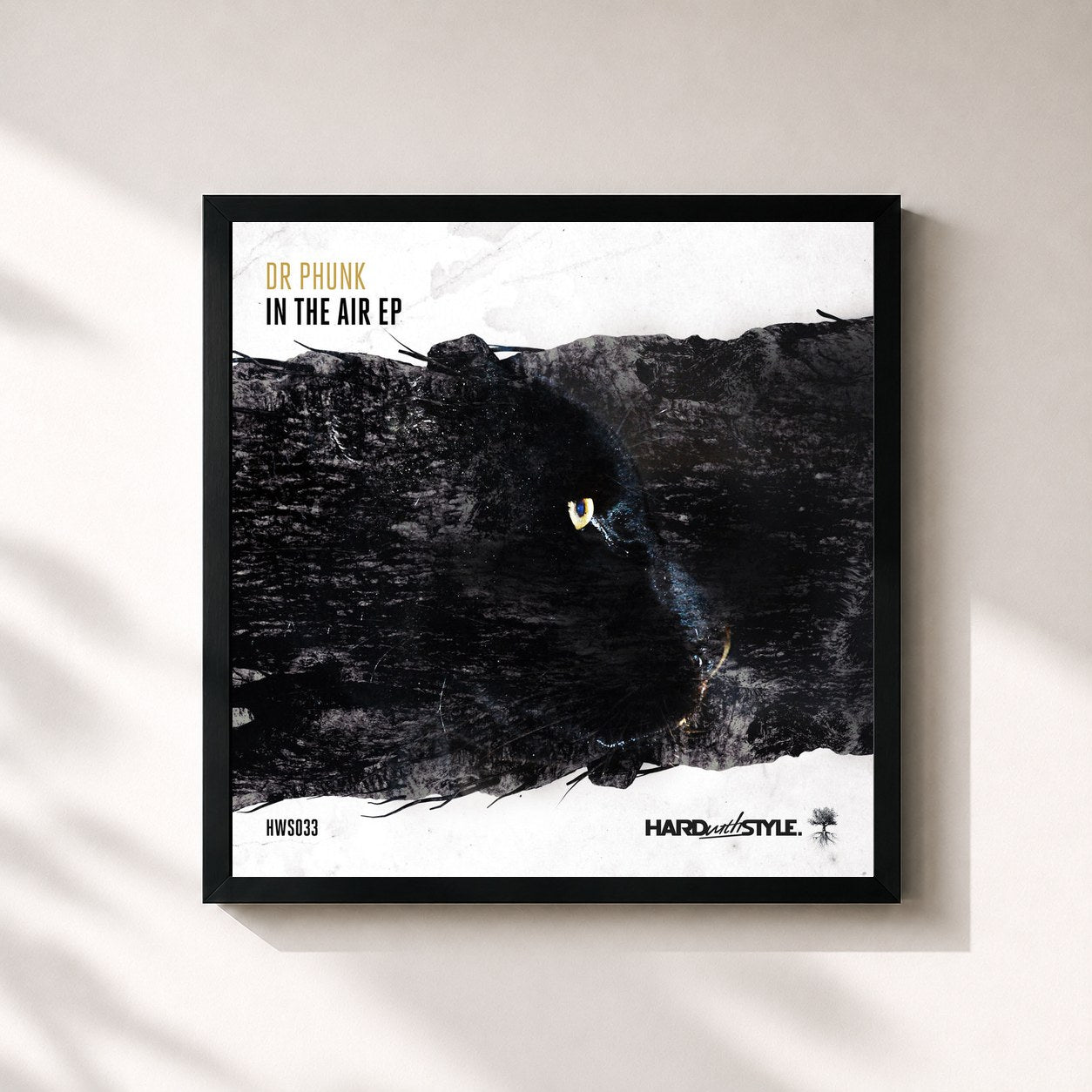 #noir Tableau carré de l'album In The Air EP de Dr Phunk, cadre noir 32x32 cm