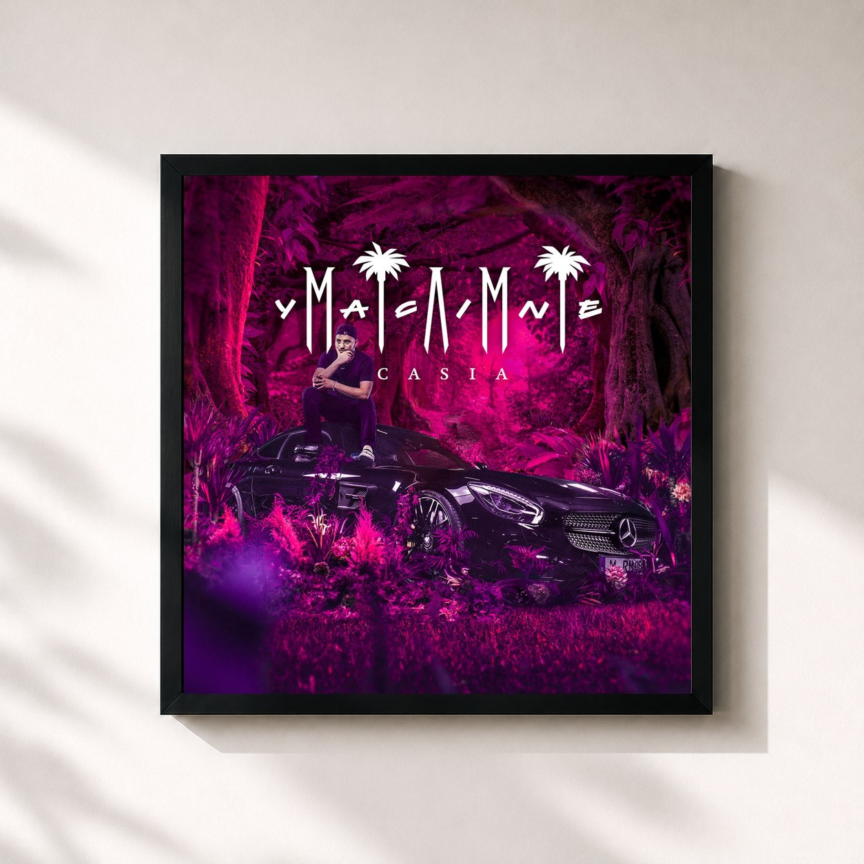 #noir Tableau carré de l'album Casia Deluxe de Miami Yacine, cadre noir 32x32 cm
