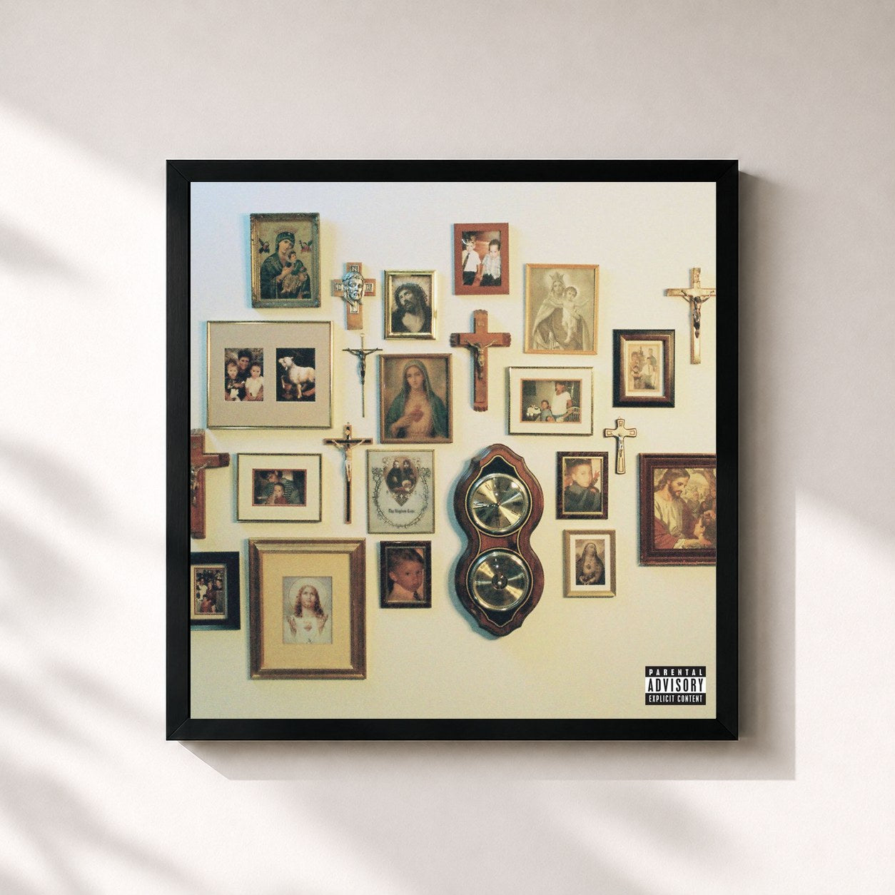 #noir Tableau carré de l'album THY KINGDOM COME de $uicideboy$, cadre noir 32x32 cm
