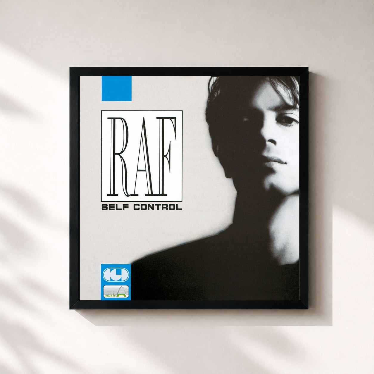 #noir Tableau carré de l'album Self Control de Raf, cadre noir 32x32 cm