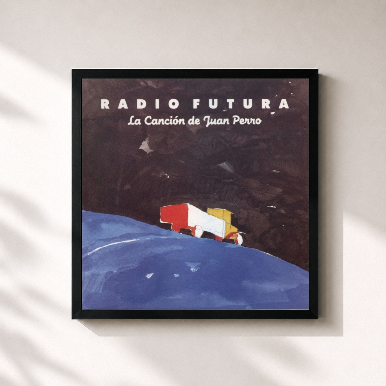 #noir Tableau carré de l'album La Cancion De Juan Perro de Radio Futura, cadre noir 32x32 cm