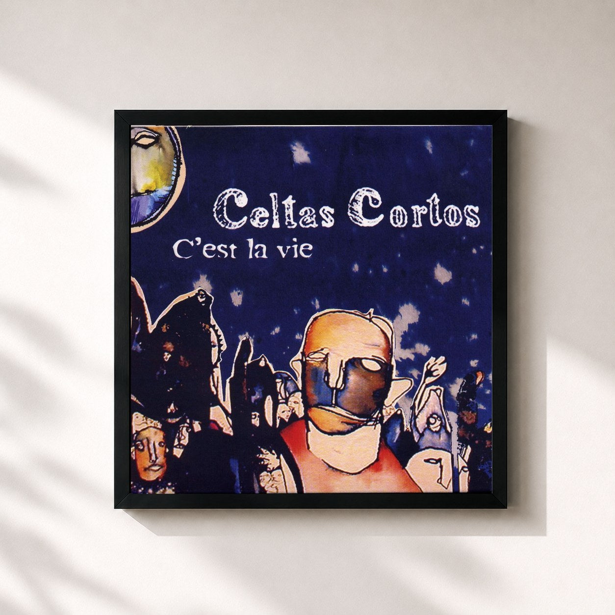 #noir Tableau carré de l'album C'est la vie (French version) de Celtas Cortos, cadre noir 32x32 cm