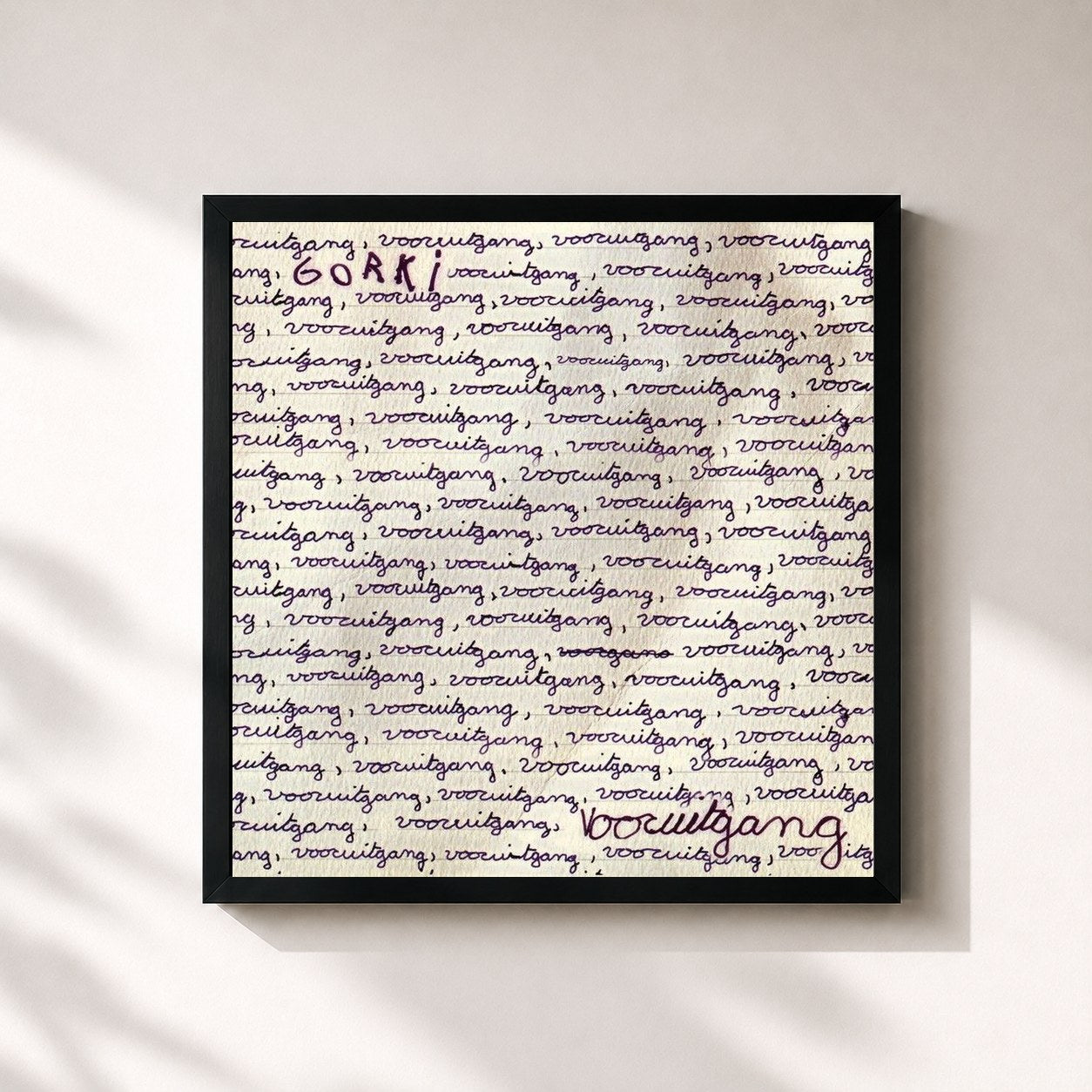#noir Tableau carré de l'album Vooruitgang de Gorki, cadre noir 32x32 cm