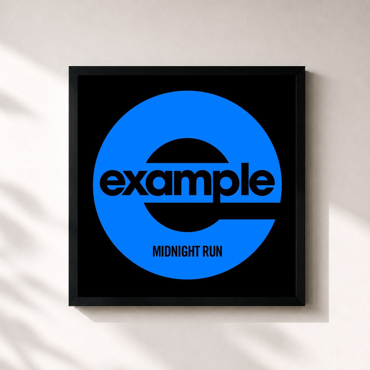 #noir Tableau carré de l'album Midnight Run (Remixes) de Example, cadre noir 32x32 cm