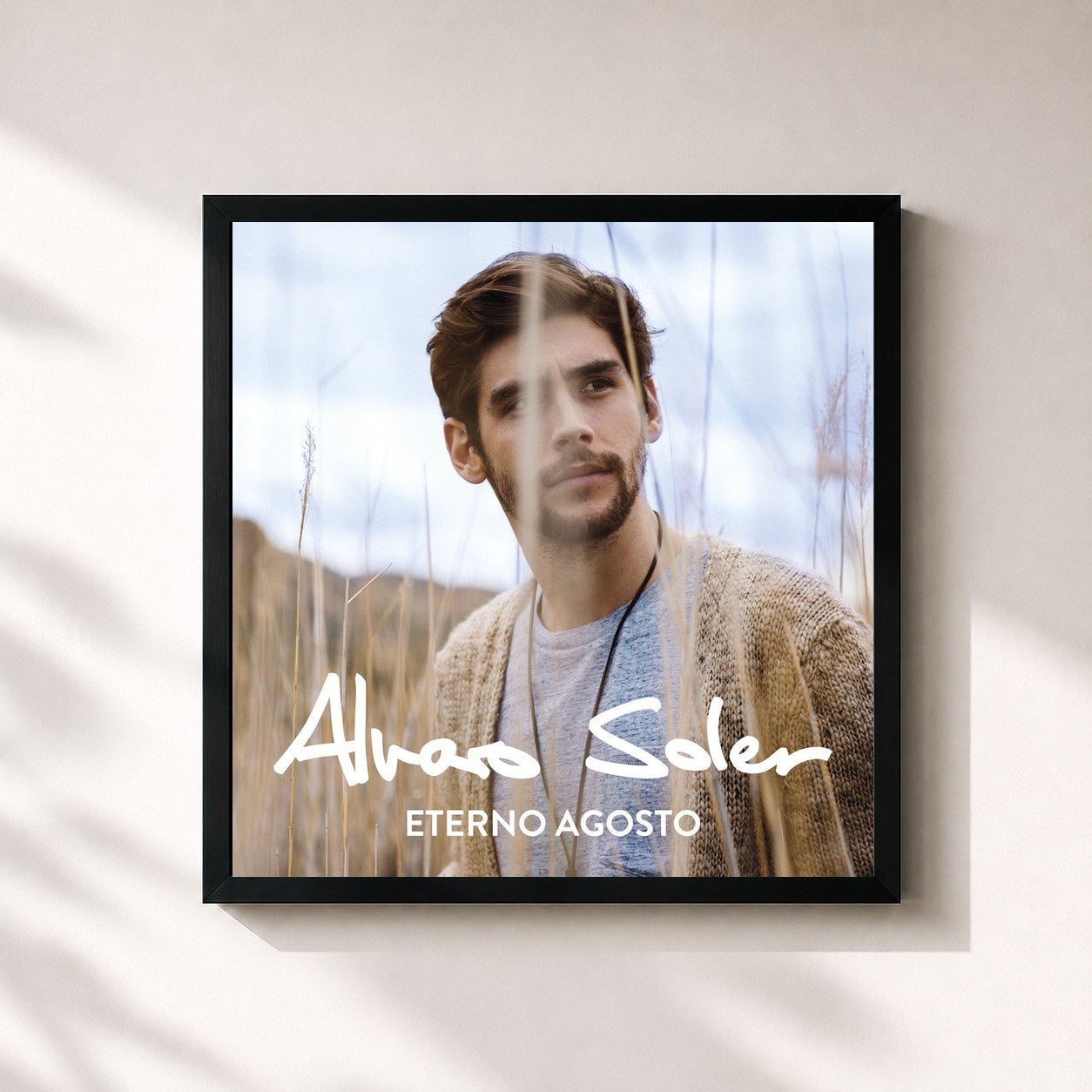 #noir Tableau carré de l'album Eterno Agosto de Alvaro Soler, cadre noir 32x32 cm
