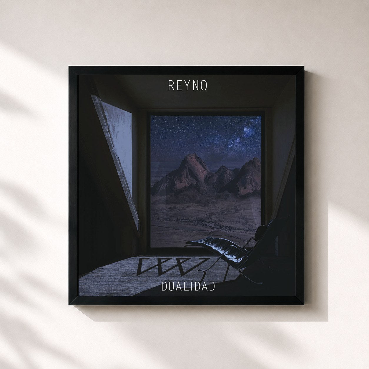 #noir Tableau carré de l'album Dualidad de Reyno, cadre noir 32x32 cm