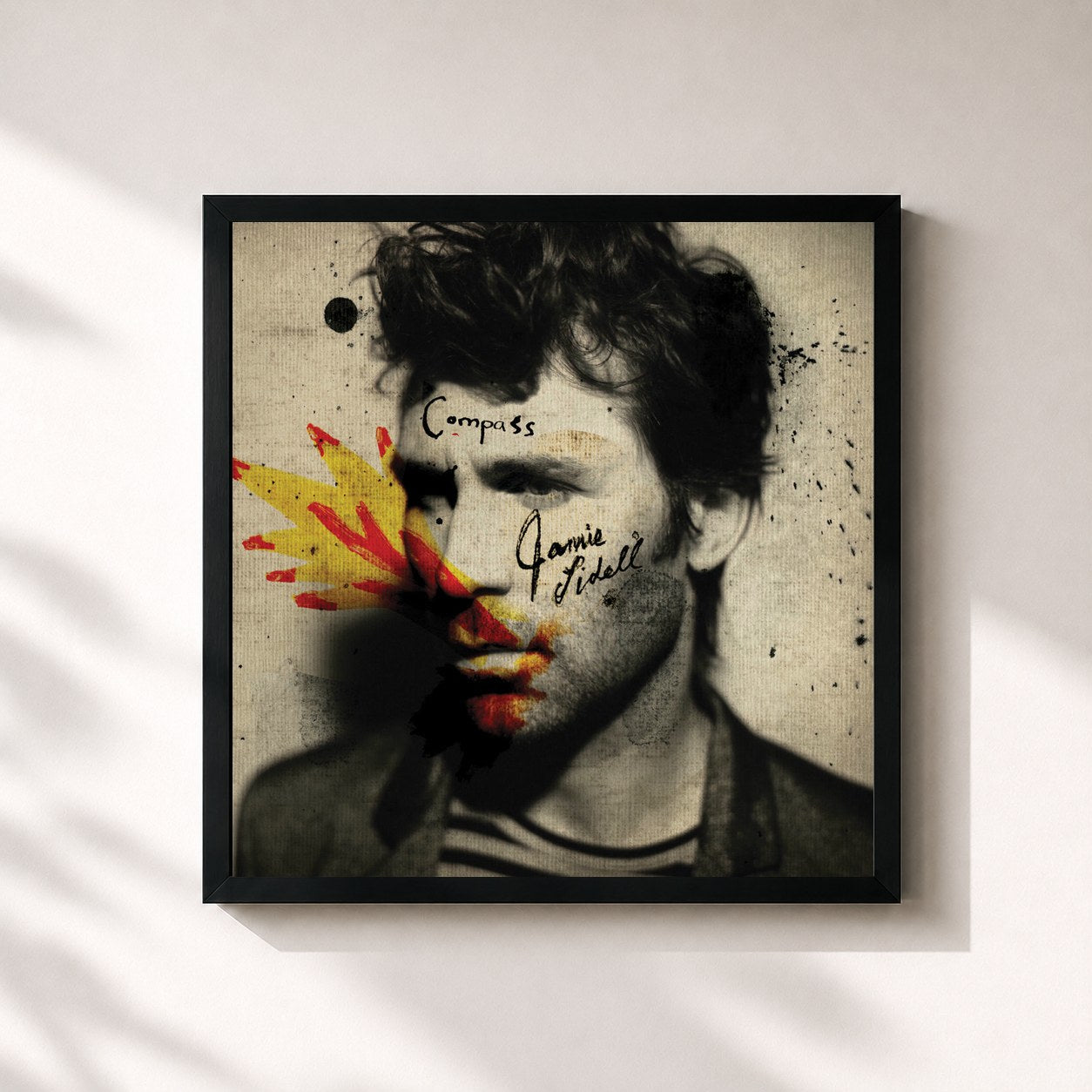 #noir Tableau carré de l'album Compass de Jamie Lidell, cadre noir 32x32 cm