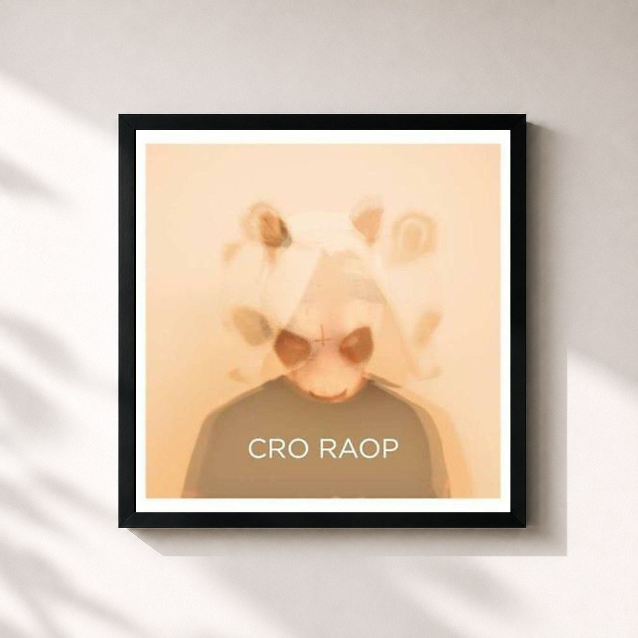 #noir Tableau carré de l'album Raop de CRO, cadre noir 32x32 cm