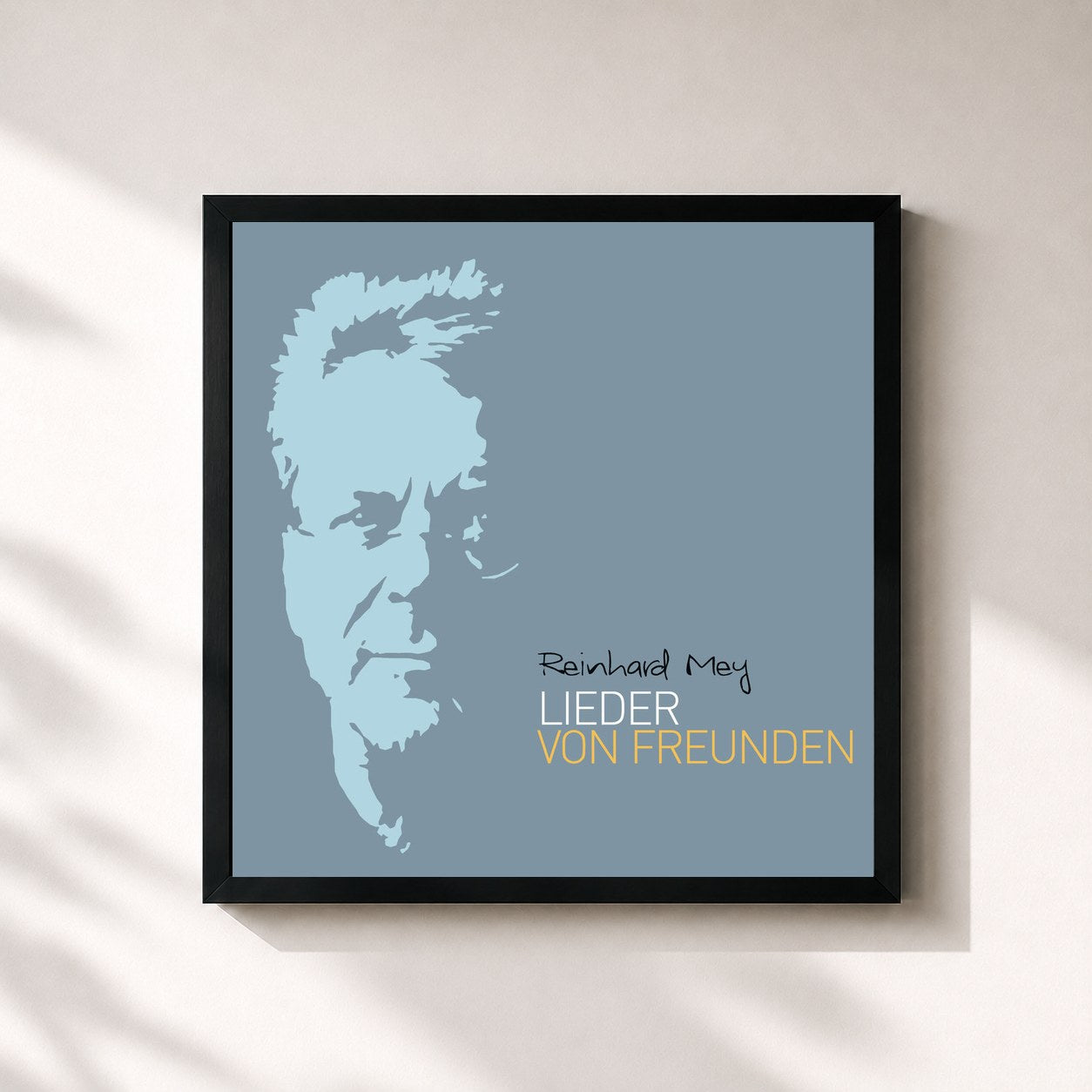 #noir Tableau carré de l'album Lieder von Freunden de Reinhard Mey, cadre noir 32x32 cm
