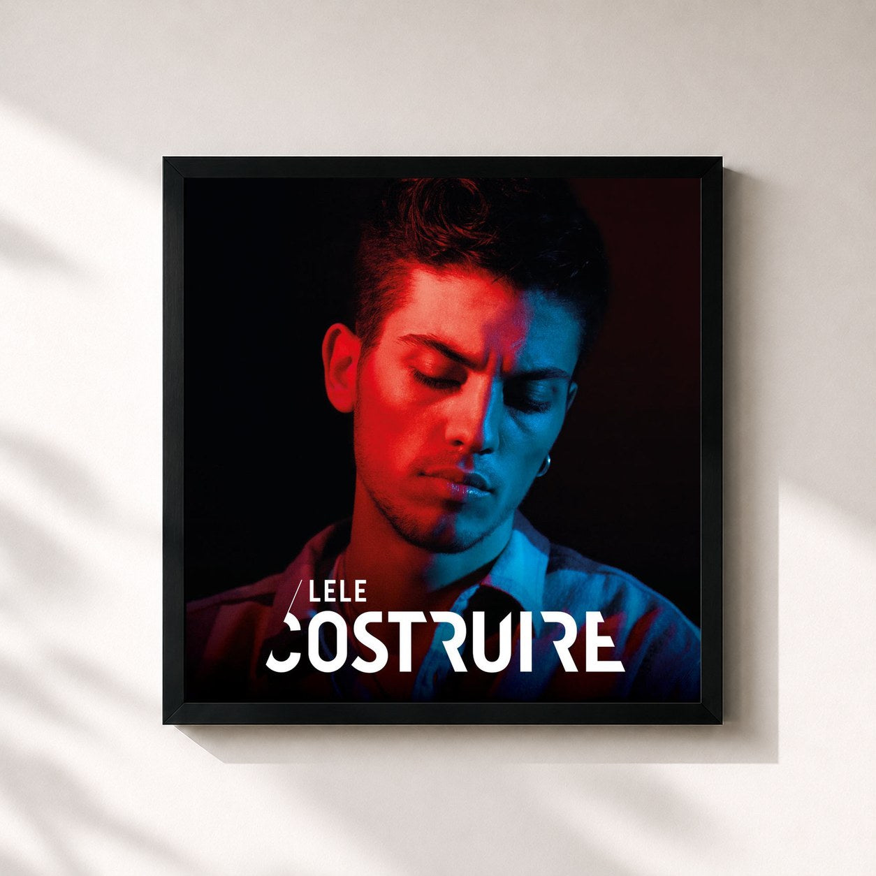 #noir Tableau carré de l'album Costruire de Lele, cadre noir 32x32 cm
