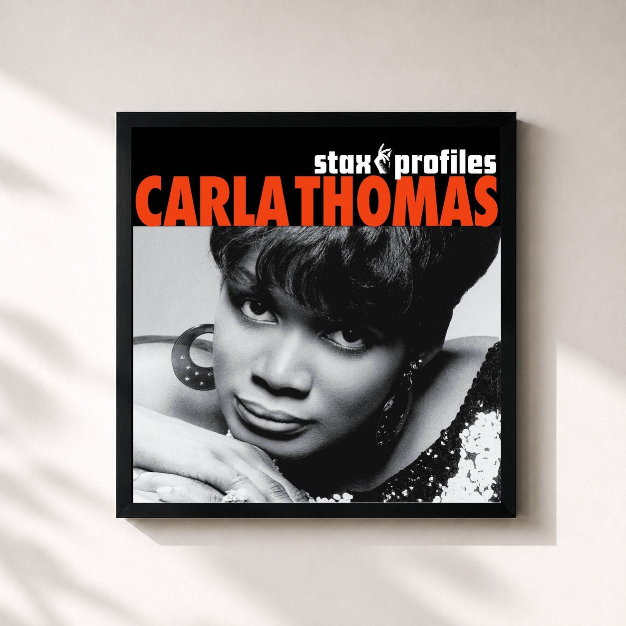 #noir Tableau carré de l'album Stax Profiles: Carla Thomas de Carla Thomas, cadre noir 32x32 cm
