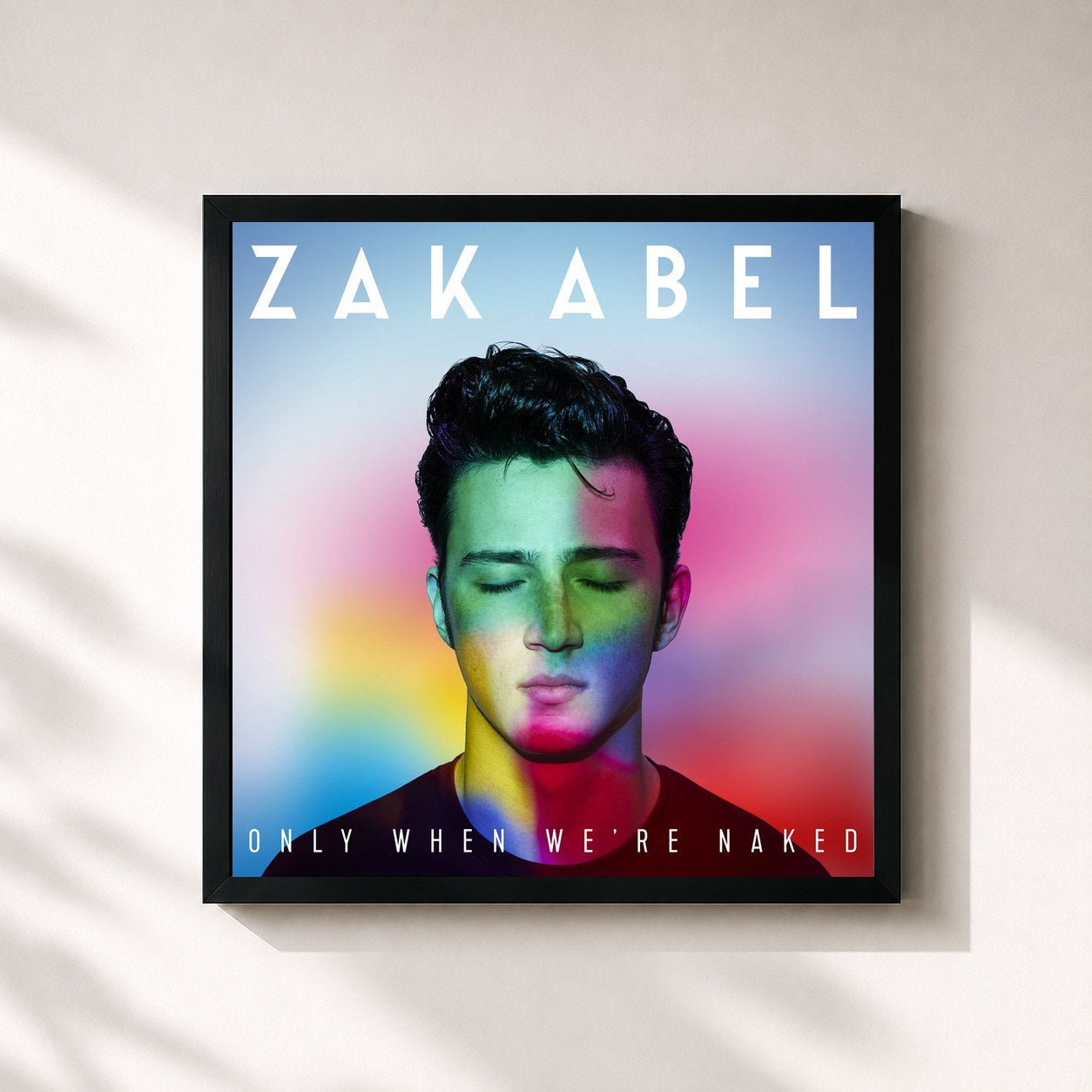 #noir Tableau carré de l'album Only When We're Naked de Zak Abel, cadre noir 32x32 cm