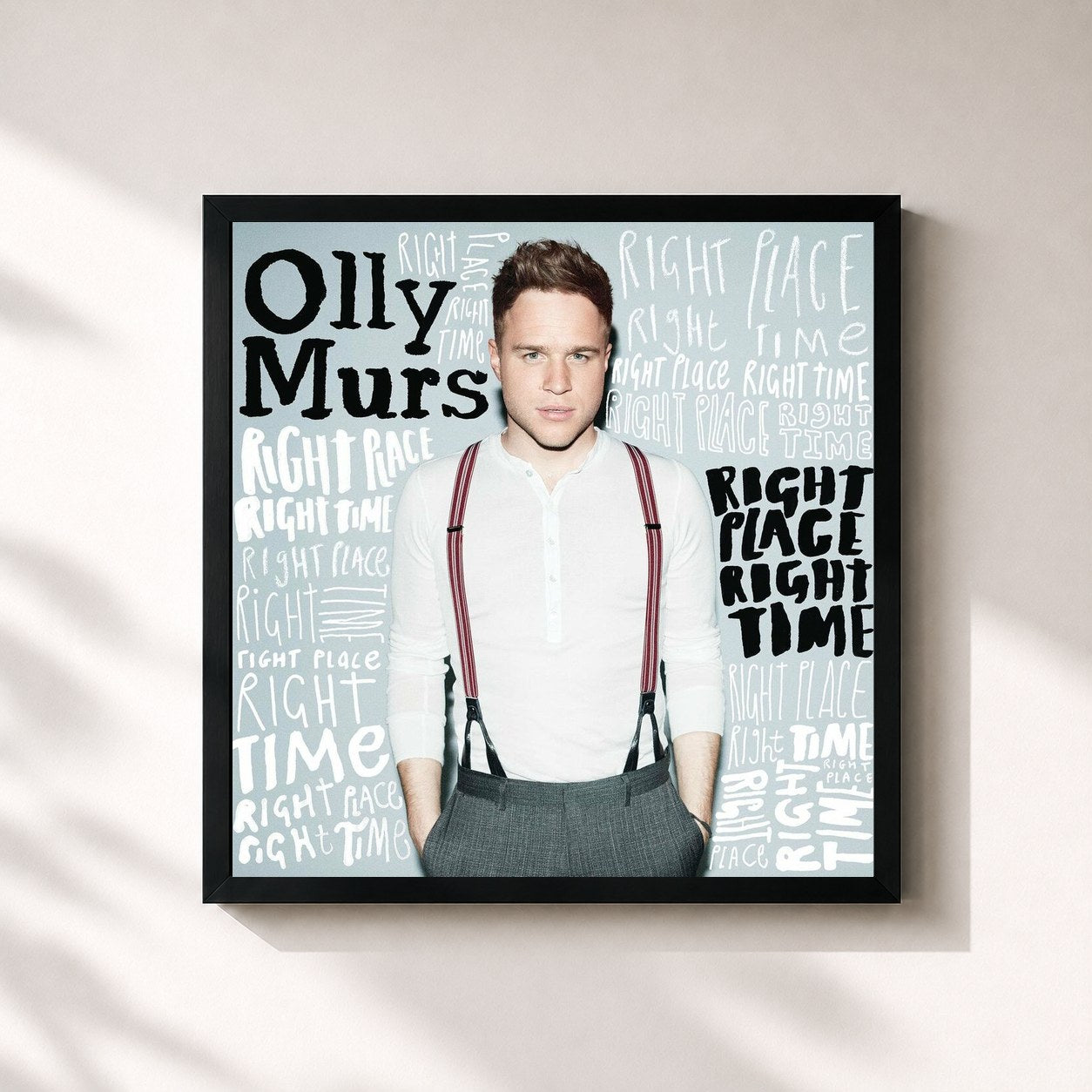 #noir Tableau carré de l'album Right Place Right Time (Expanded Edition) de Olly Murs, cadre noir 32x32 cm