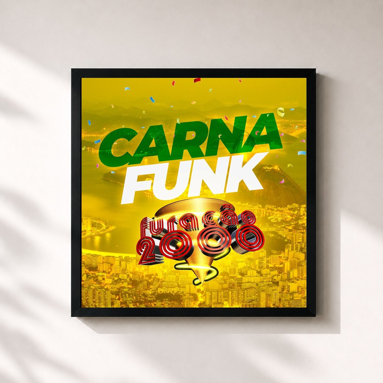 #noir Tableau carré de l'album CarnaFunk da Furacão 2000 de Furacão 2000, cadre noir 32x32 cm