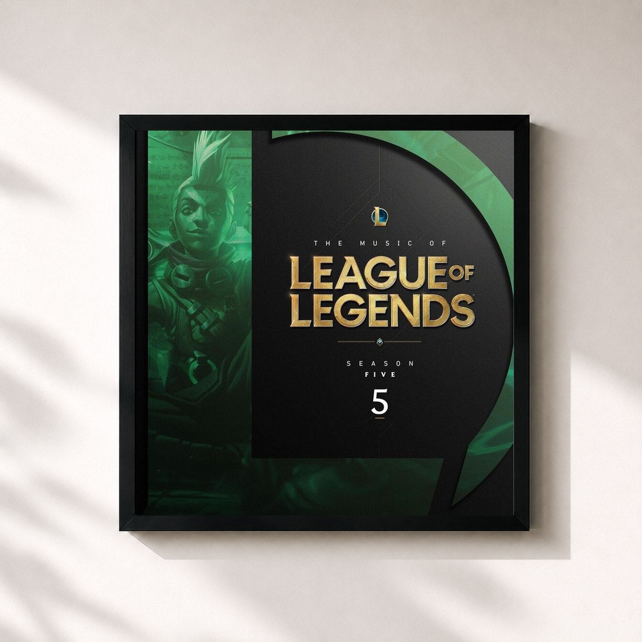 #noir Tableau carré de l'album The Music of League of Legends: Season 5 (Original Game Soundtrack) de League of Legends, cadre noir 32x32 cm