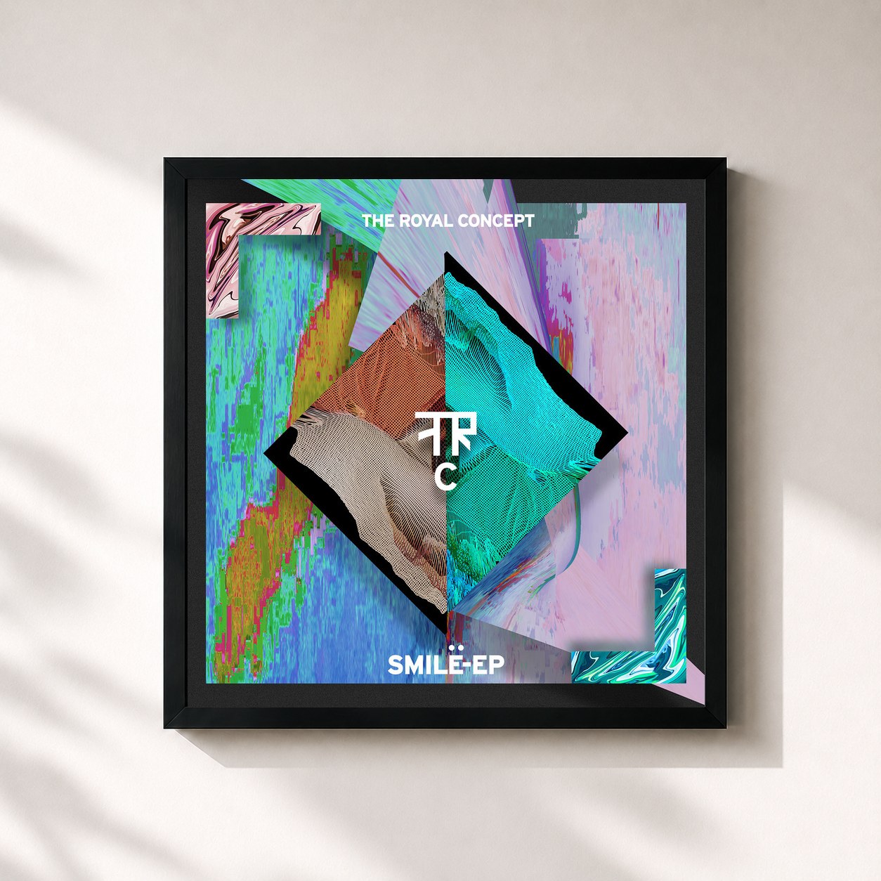 #noir Tableau carré de l'album Smile de The Royal Concept, cadre noir 32x32 cm