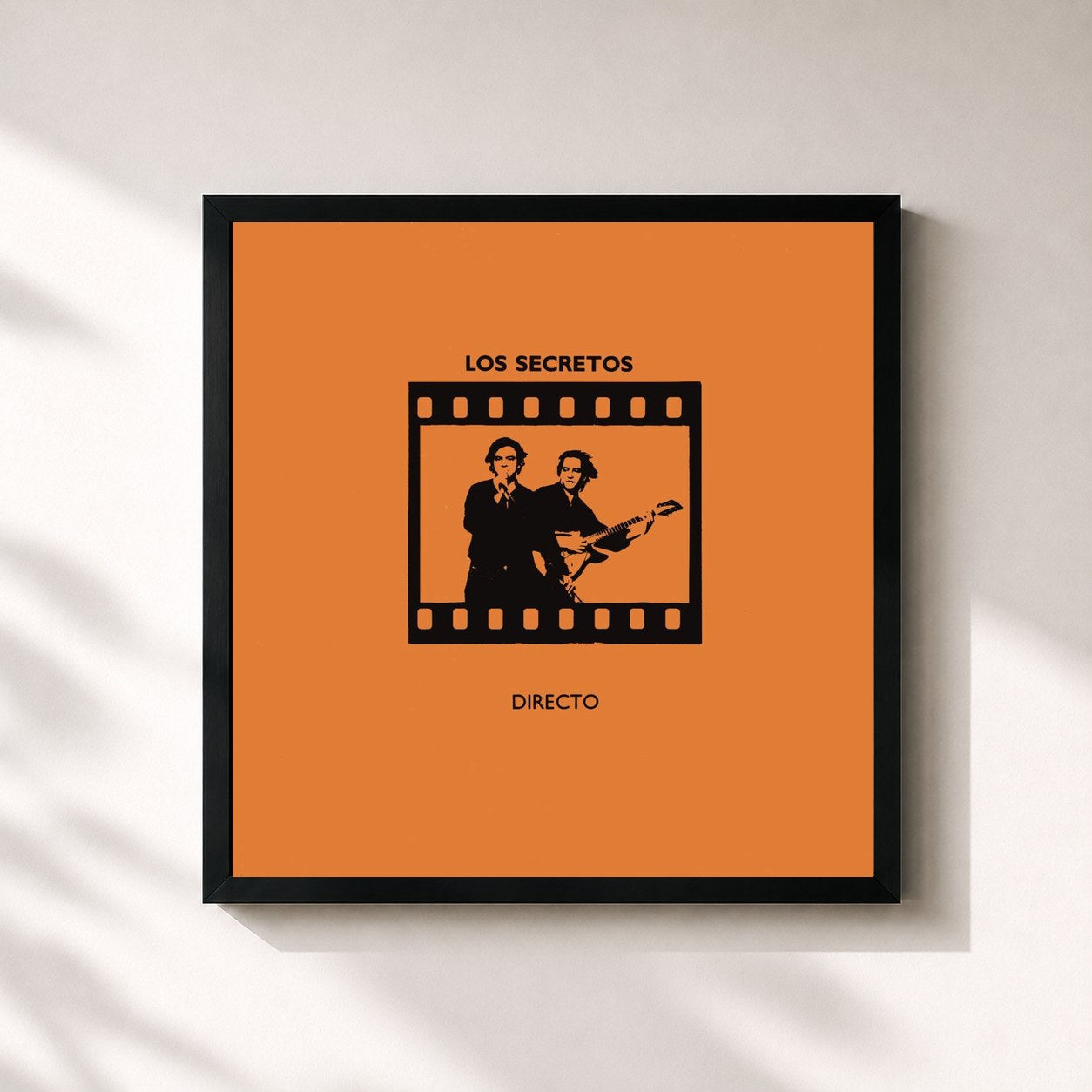#noir Tableau carré de l'album Directo de Los Secretos, cadre noir 32x32 cm