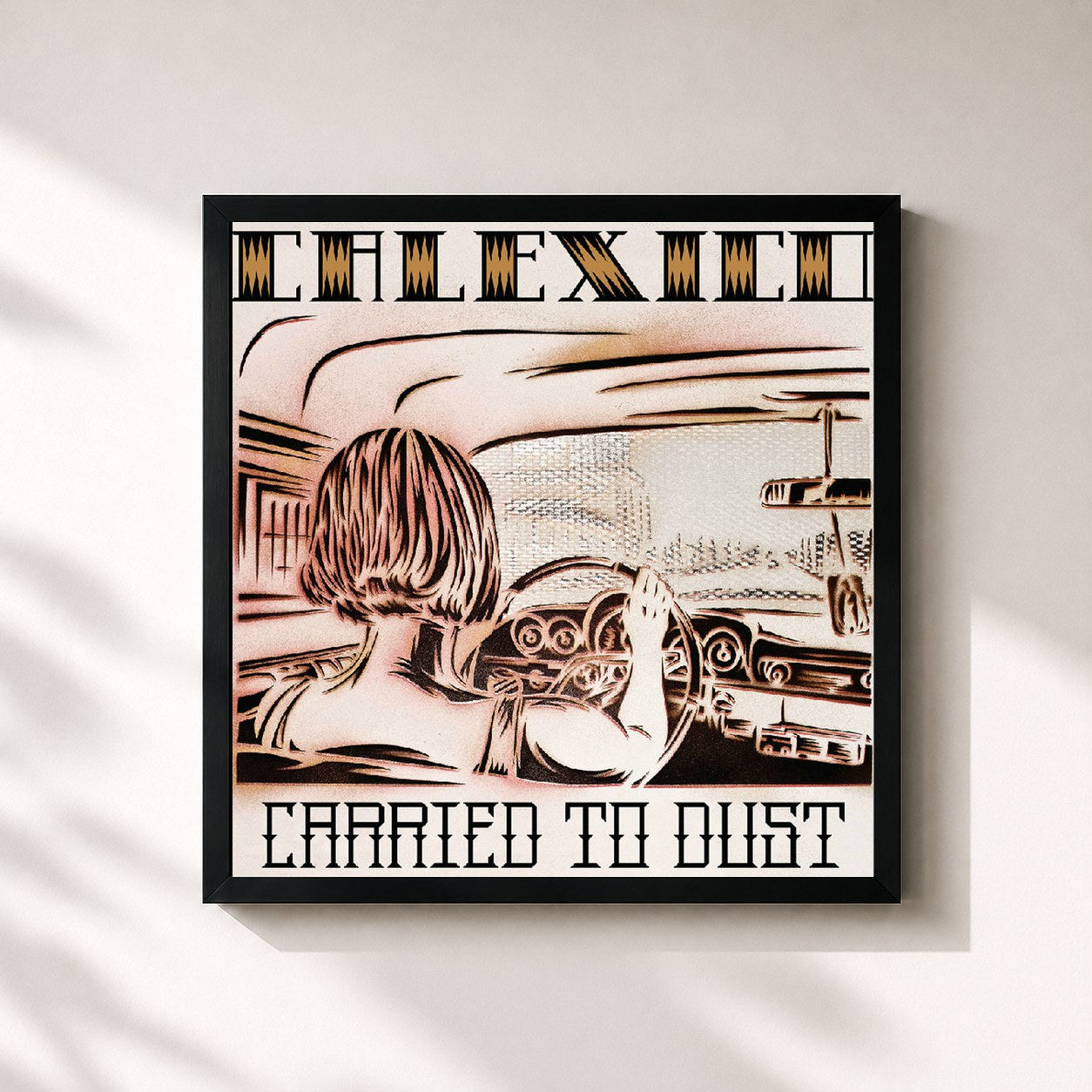 #noir Tableau carré de l'album Carried to Dust de Calexico, cadre noir 32x32 cm