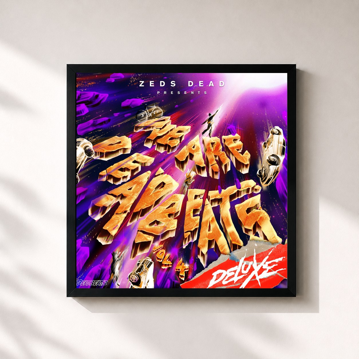 #noir Tableau carré de l'album We Are Deadbeats (Vol. 4/Deluxe) de Zeds dead, cadre noir 32x32 cm