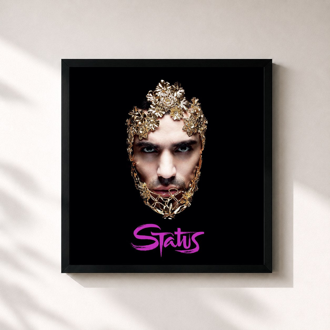 #noir Tableau carré de l'album Status de Marracash, cadre noir 32x32 cm