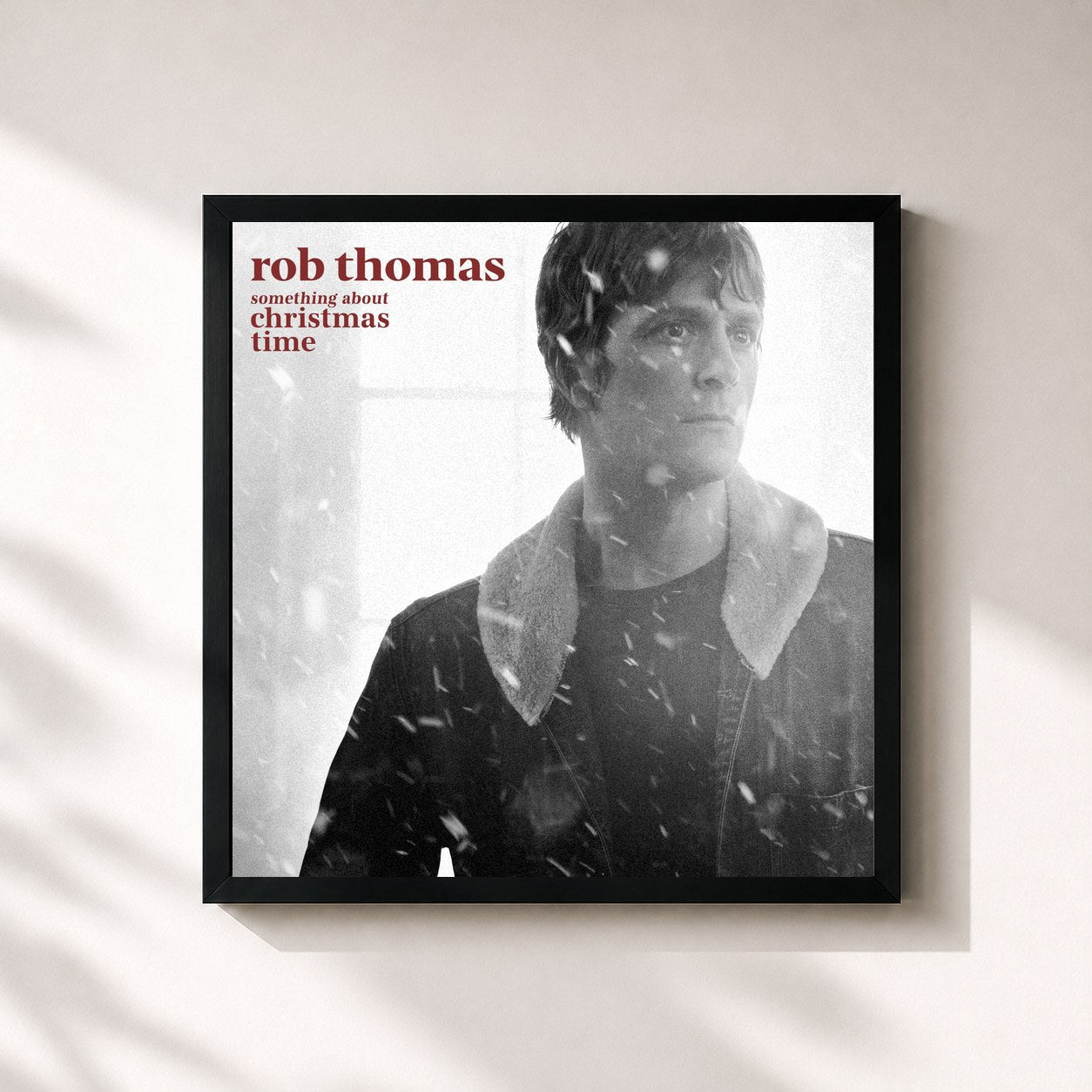 #noir Tableau carré de l'album SOMETHING ABOUT CHRISTMAS TIME de Rob Thomas, cadre noir 32x32 cm