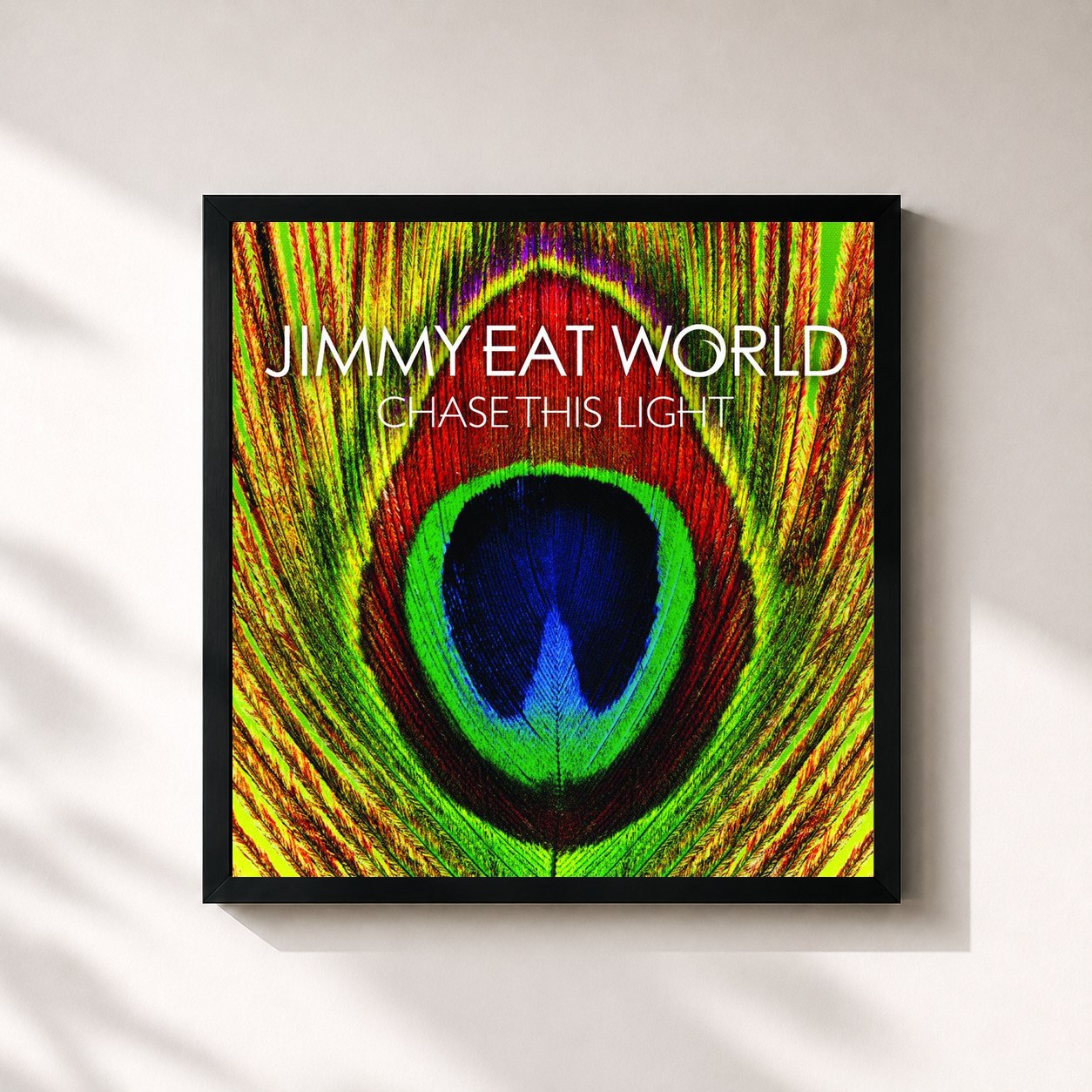 #noir Tableau carré de l'album Chase This Light de Jimmy Eat World, cadre noir 32x32 cm