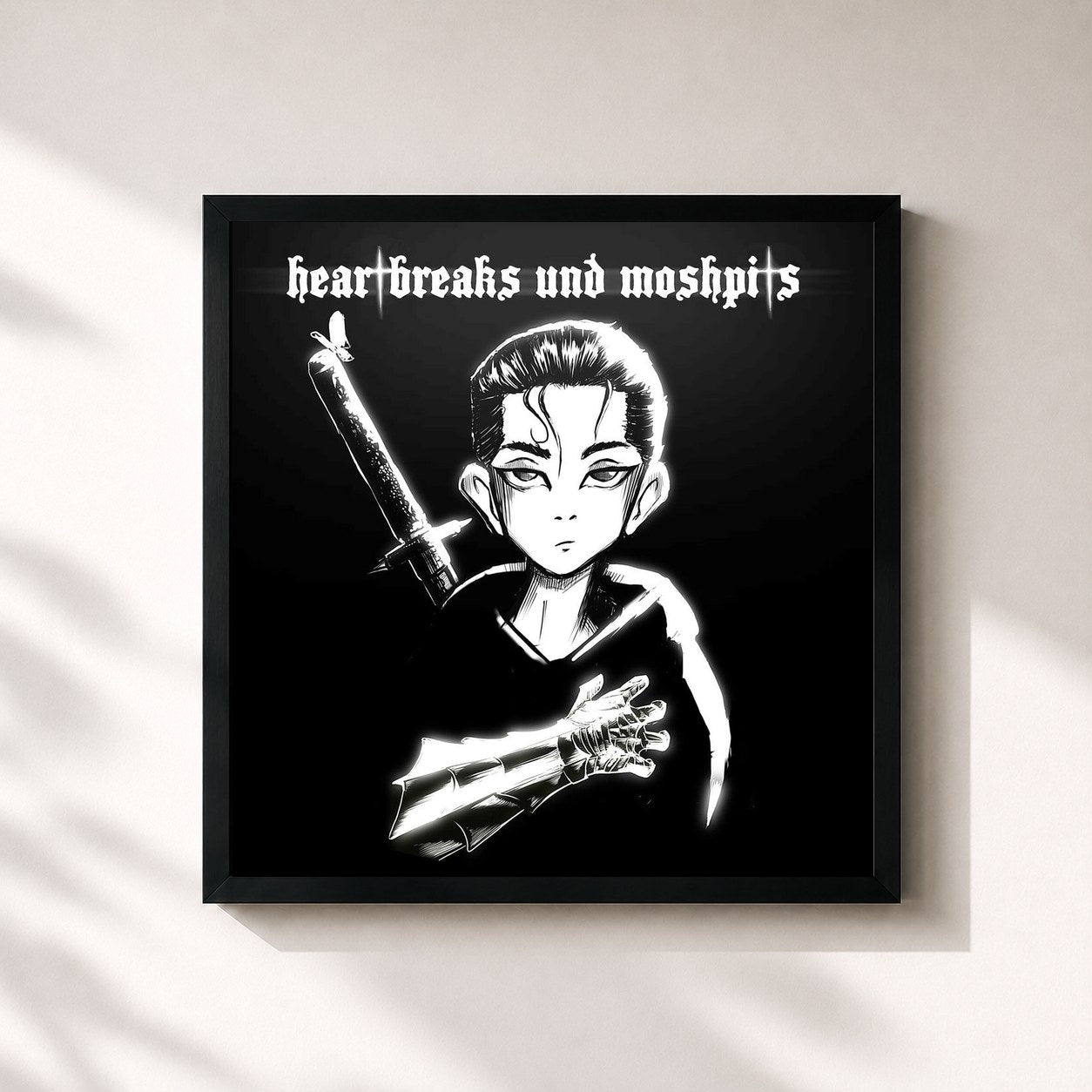 #noir Tableau carré de l'album Heartbreaks & Moshpits de Sero, cadre noir 32x32 cm