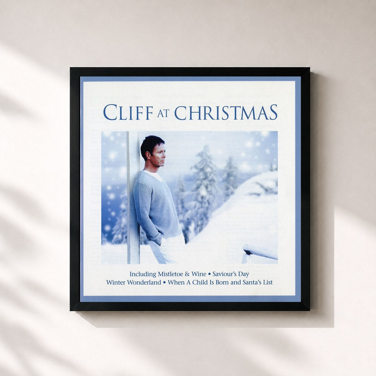 #noir Tableau carré de l'album Cliff at Christmas de Cliff Richard, cadre noir 32x32 cm