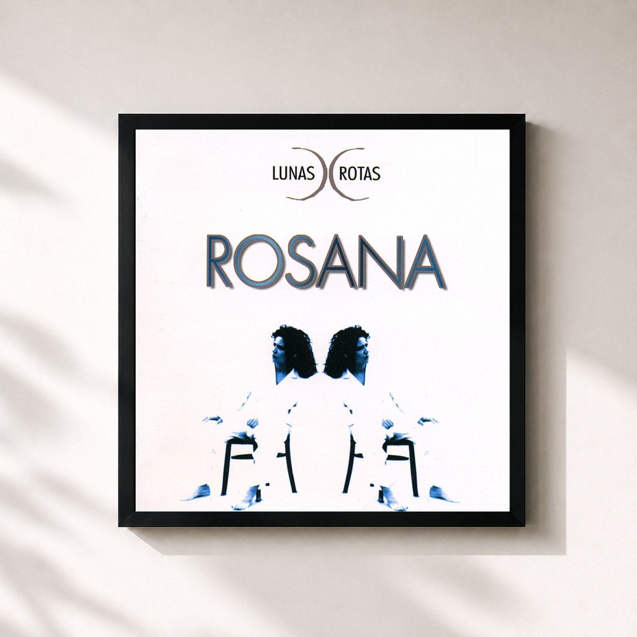 #noir Tableau carré de l'album Lunas Rotas de Rosana, cadre noir 32x32 cm