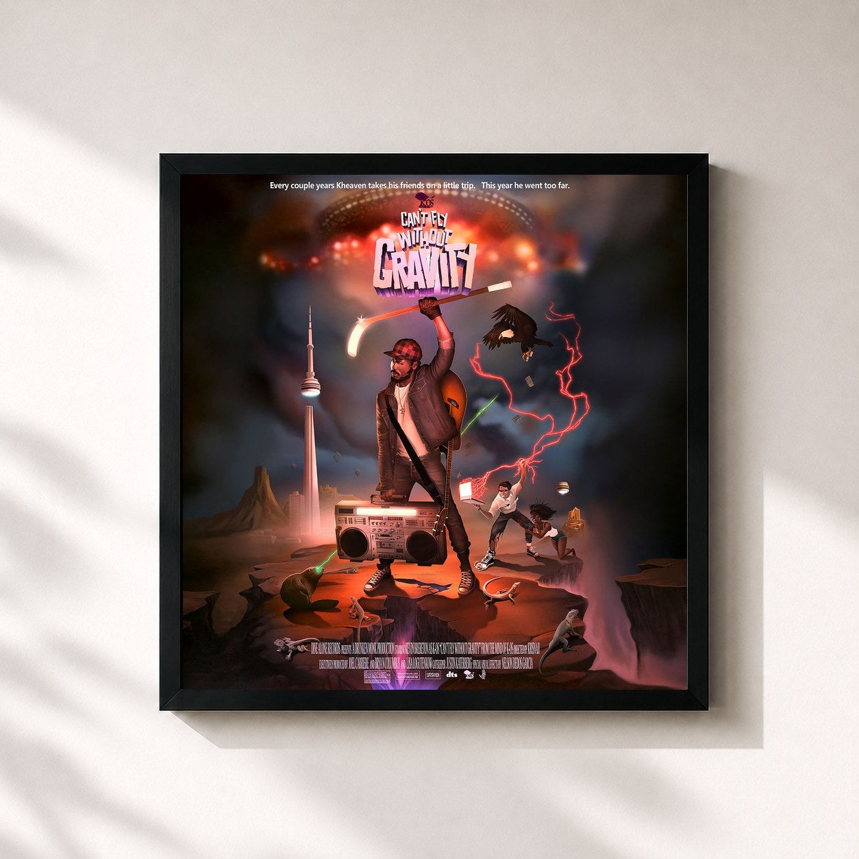#noir Tableau carré de l'album Can't Fly Without Gravity de k-os, cadre noir 32x32 cm