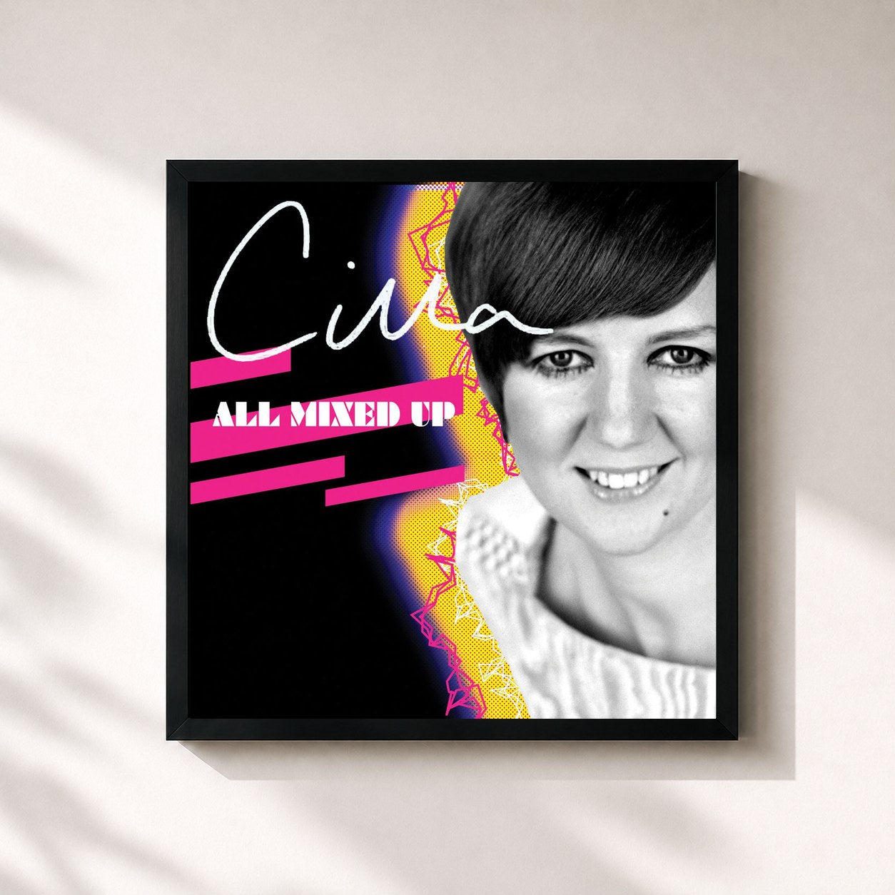 #noir Tableau carré de l'album Cilla All Mixed Up de Cilla Black, cadre noir 32x32 cm