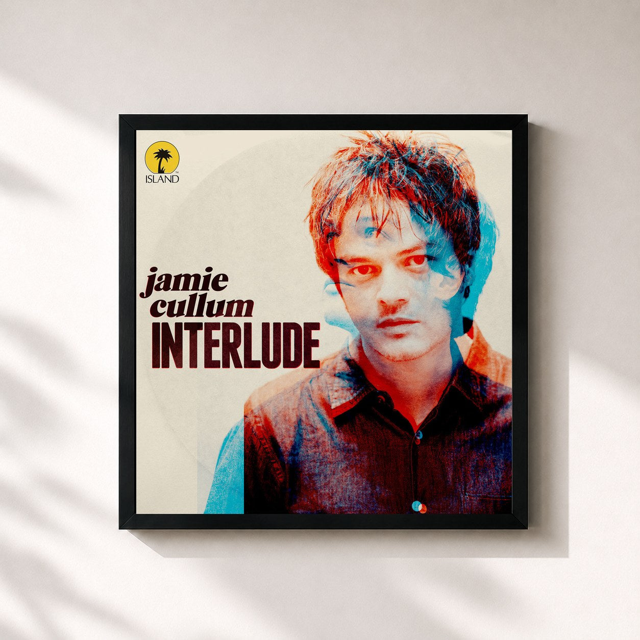 #noir Tableau carré de l'album Interlude de Jamie Cullum, cadre noir 32x32 cm