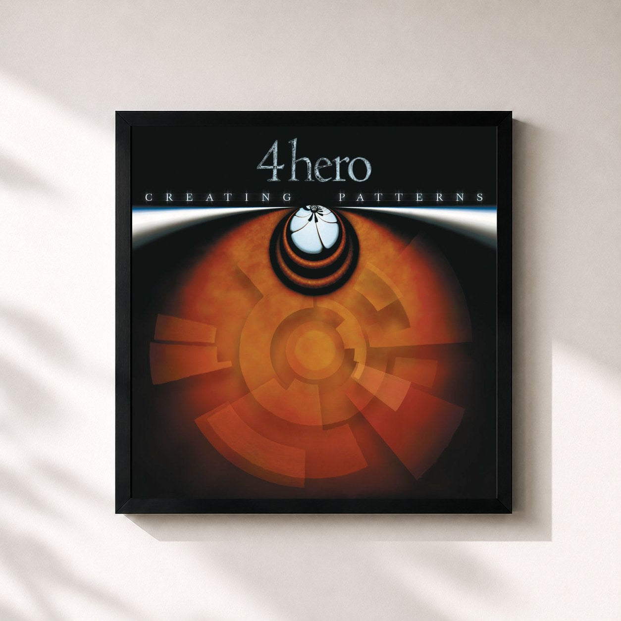 #noir Tableau carré de l'album Creating Patterns de 4hero, cadre noir 32x32 cm