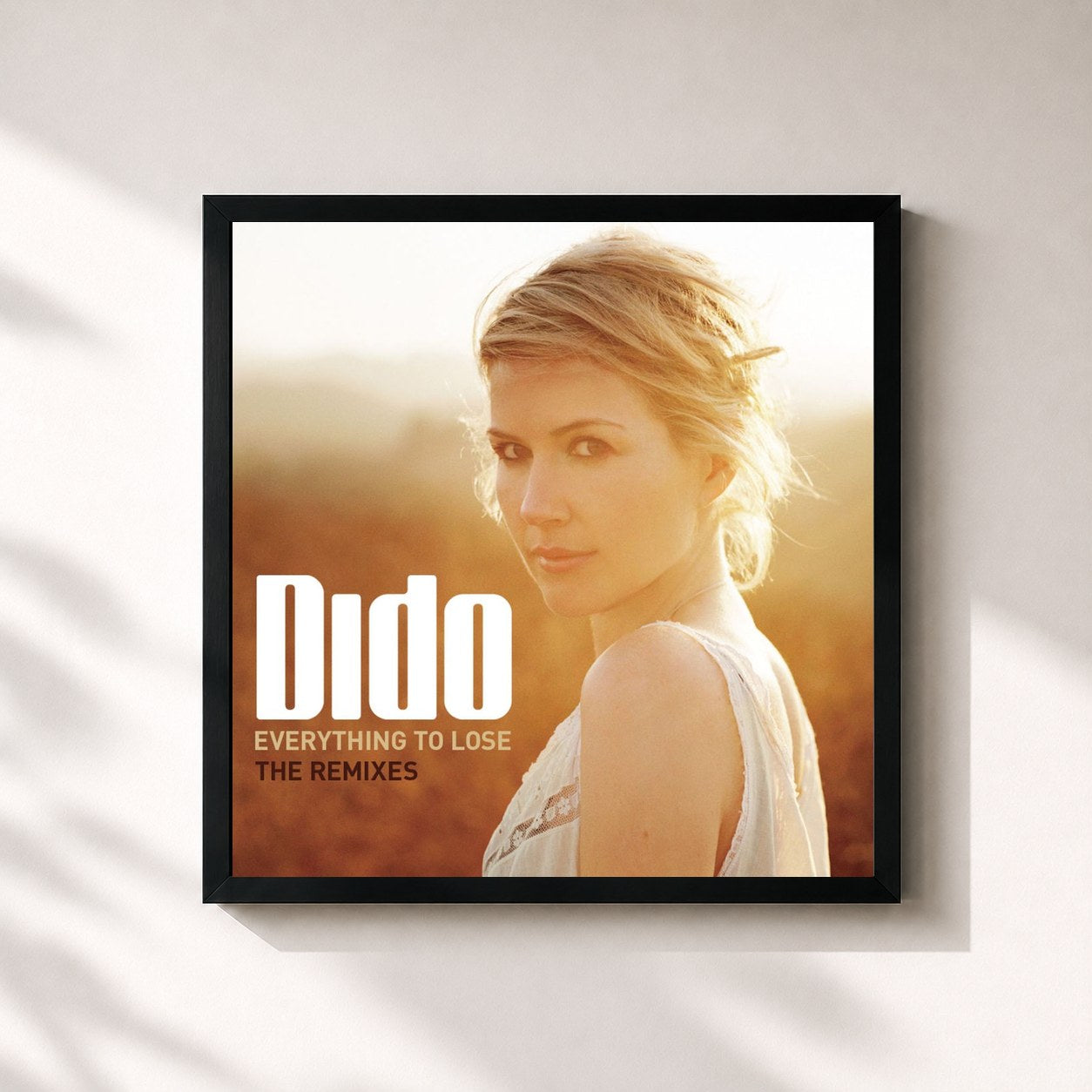 #noir Tableau carré de l'album Everything To Lose de Dido, cadre noir 32x32 cm