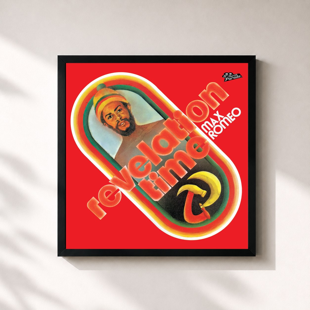 #noir Tableau carré de l'album Revelation Time de Max Romeo, cadre noir 32x32 cm