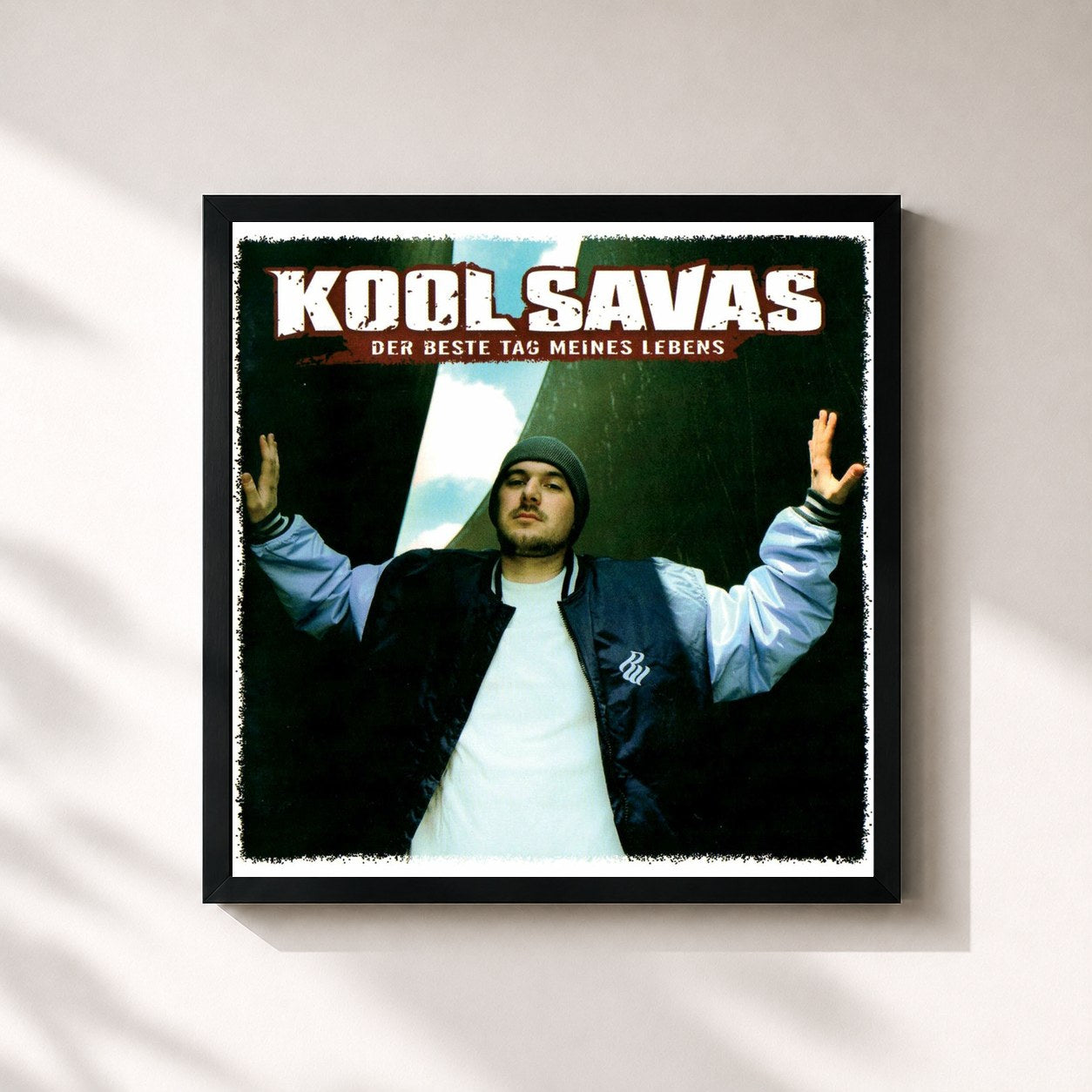 #noir Tableau carré de l'album Der beste Tag meines Lebens de Kool Savas, cadre noir 32x32 cm
