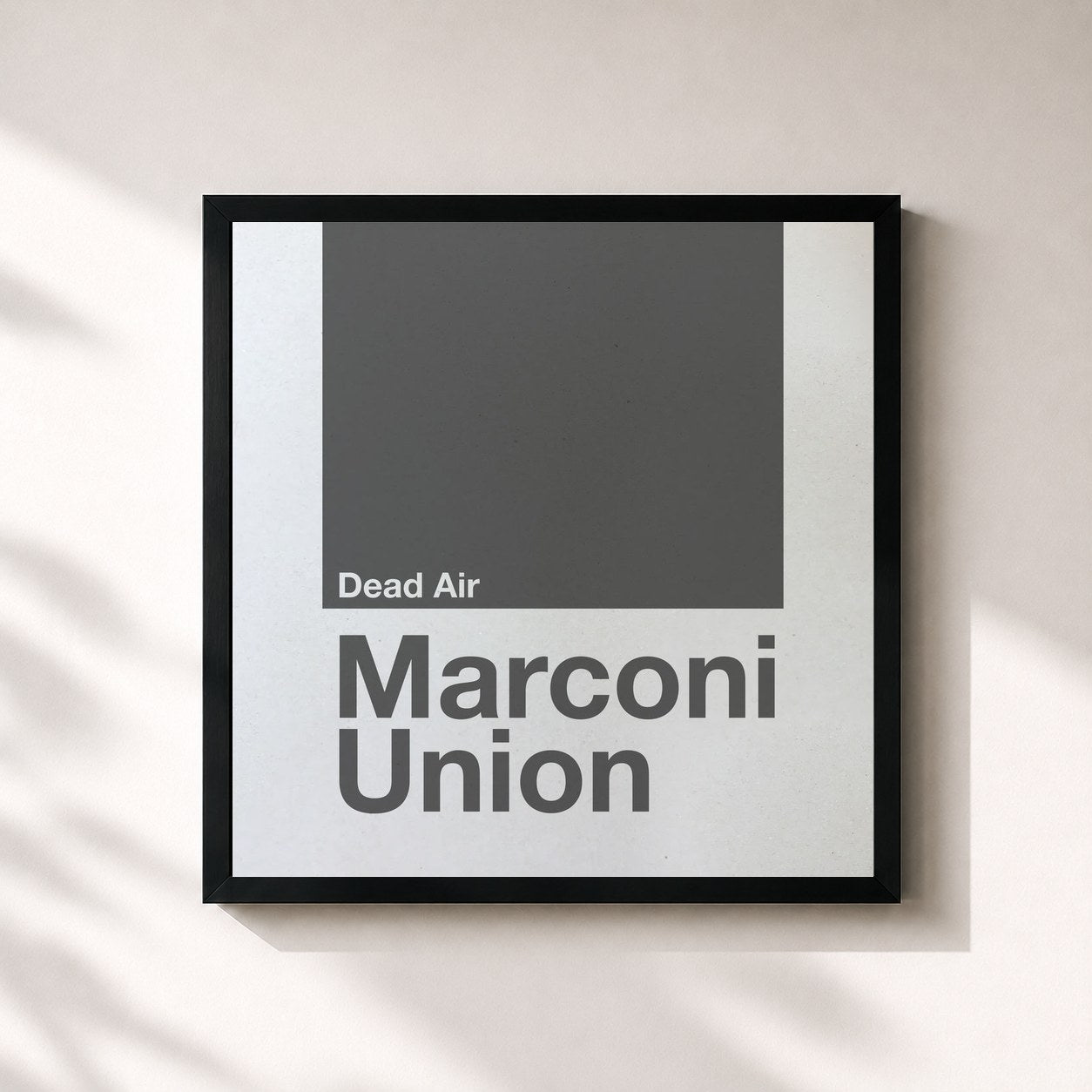 #noir Tableau carré de l'album Dead Air de Marconi Union, cadre noir 32x32 cm