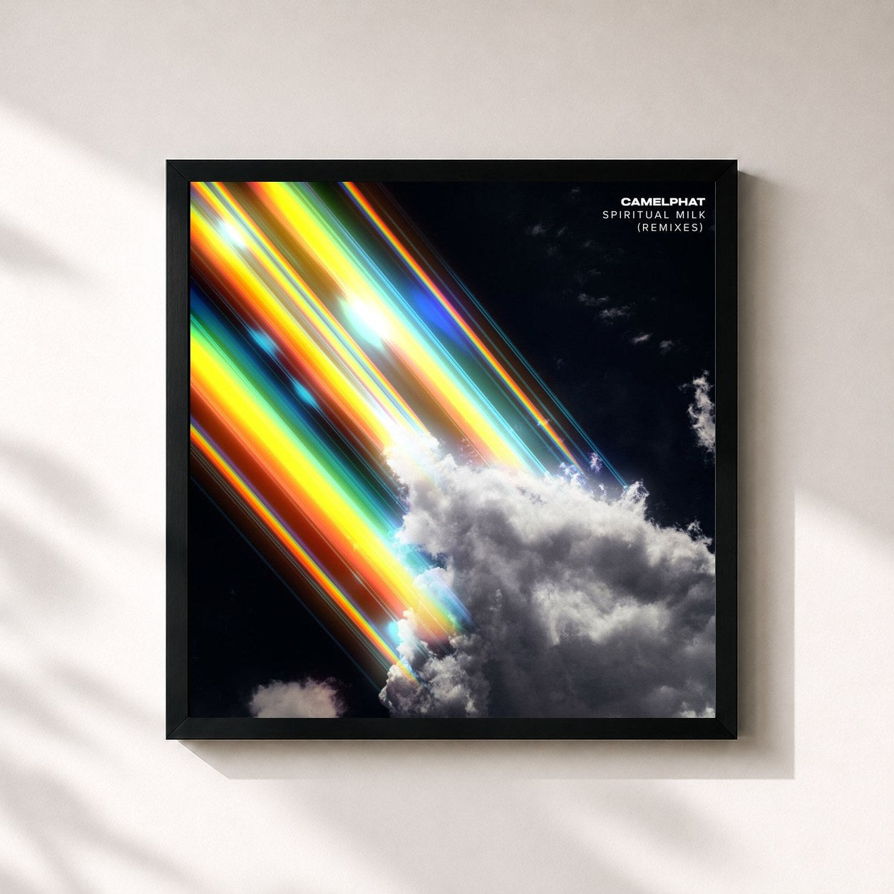 #noir Tableau carré de l'album Spiritual Milk (The Remixes) de CamelPhat, cadre noir 32x32 cm