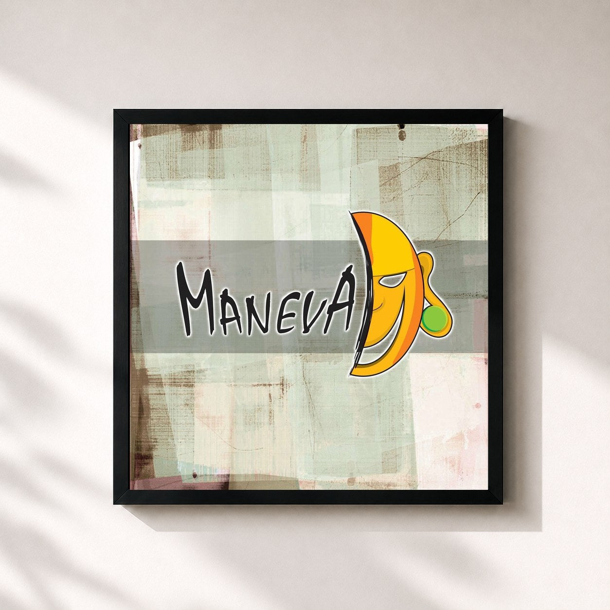 #noir Tableau carré de l'album Maneva de Maneva, cadre noir 32x32 cm